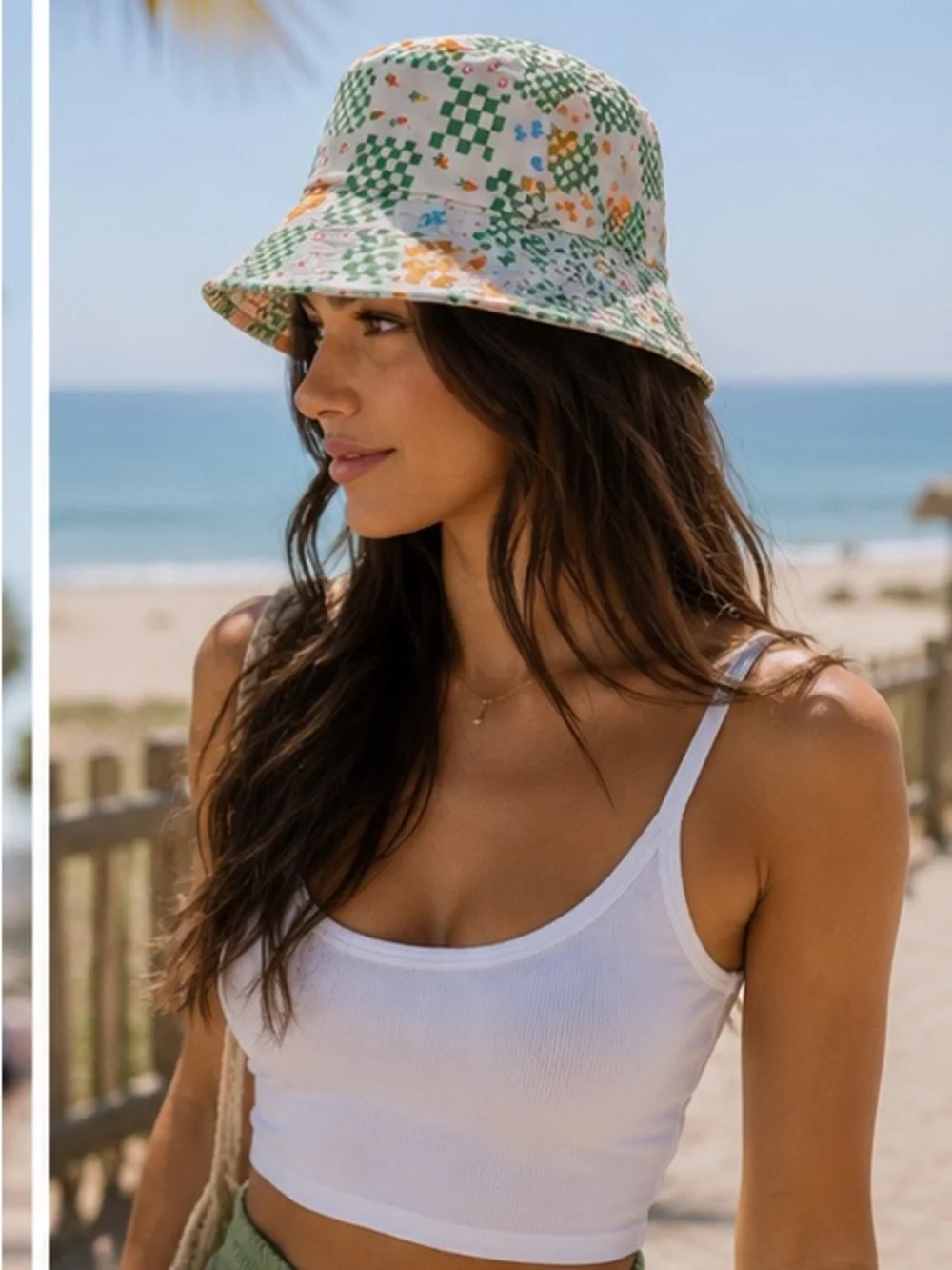 Floral Checkerbucket Hat — Green & Orange Print floral throwback **2 for 20**